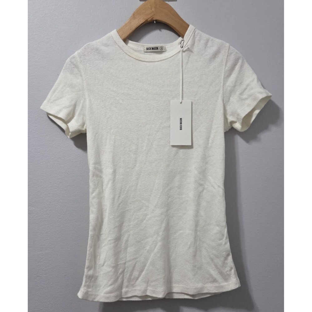 NWT Buck Mason Natural Heirloom Rib Tee Small Crew Neck Cotton MSRP $68 Read